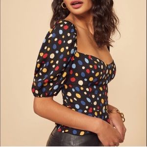 Reformation Polka Dot Multi Fiesta Blouse NWT